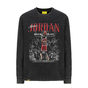 摇滚计划球星MJ跳投背影美式T恤oversize做旧学生男短袖高街篮球