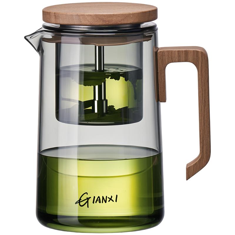 磁吸飘逸杯一键按压过滤冲茶器