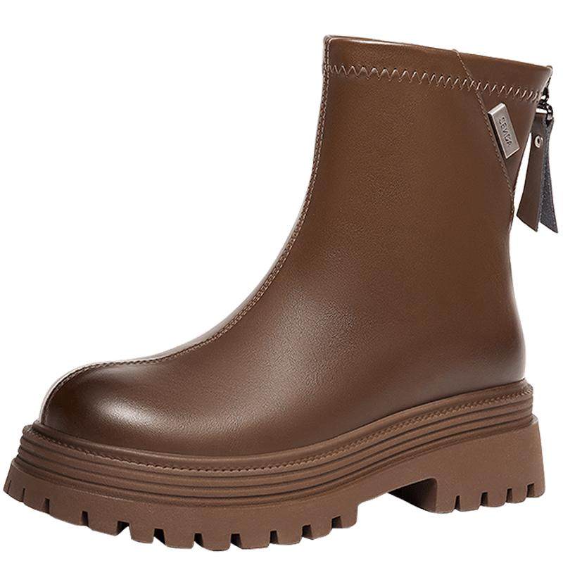 森达时装靴女款冬款商场同款厚底显瘦绒里弹力烟筒瘦瘦短靴XEX01