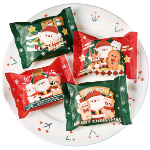 圣诞节饼干包装袋雪花酥糖果盒纸曲奇牛轧糖太妃糖烘焙奶枣机封小