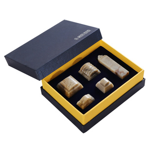 宣品书房书画印章八件套 印度石/伊犁石 落款章天然玉石刻字书法国画印章套装手工雕刻定制礼品