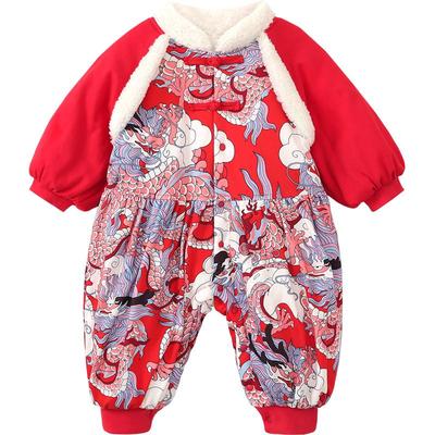 龙喜年民国小香风婴儿连体棉衣