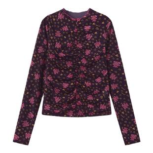 tanni轻薄弹力网纱修身满印内搭亲肤叠穿打底上衣女TN31BL032B