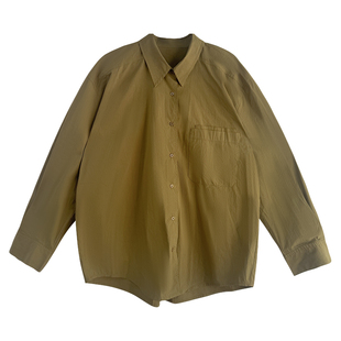 纯棉春秋黑衬衫女高级感黑色上衣oversize长袖衬衣宽松慵懒薄外套