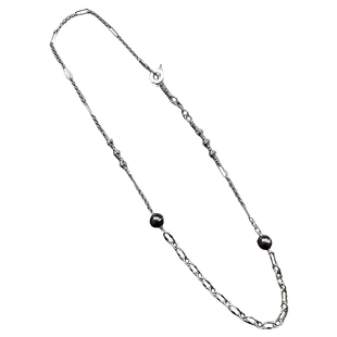 TANG TOWN 925银 南洋大溪地黑珍珠 10-11mm OT扣珍珠项链