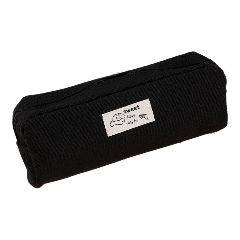 纯色简约可爱小狗帆布笔袋小学生初中生高颜值不装款笔盒文具袋