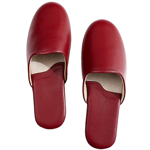 轻奢高端羊皮拖鞋男女办公室内居家防滑软底静音春秋季真皮凉拖鞋