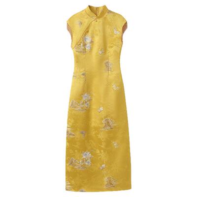 新中式高级立领绣花改良旗袍裙女