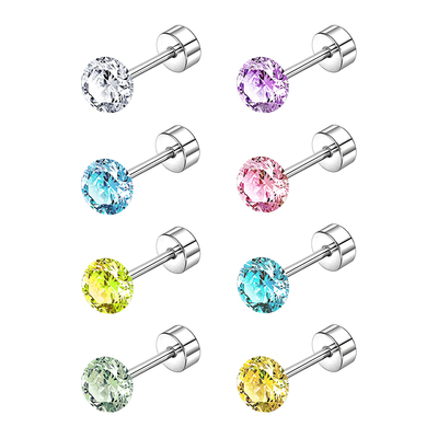 医用钛钢爆闪华子耳钉女