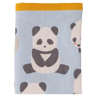 蓝色熊猫枕巾纱布一对装棉四层吸汗单人新款枕头巾情侣家用