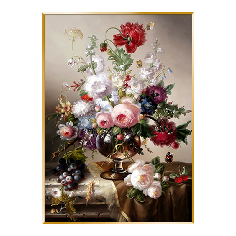 5d花瓶鲜花钻石画方钻满钻新款餐厅花卉贴钻十字绣竖版高级砖石秀