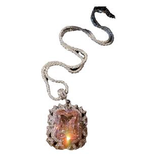 帕帕拉恰雪花粉宝石项链 苏富比 镀18K金 托帕粉几何锆石耳环戒指