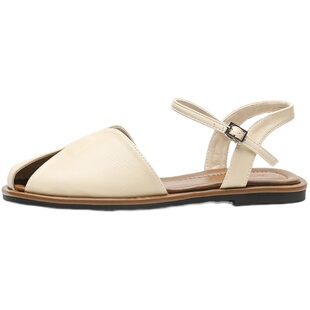 平底包头凉鞋女夏季2026新款法式配裙子休闲罗马鞋大码女鞋41到43