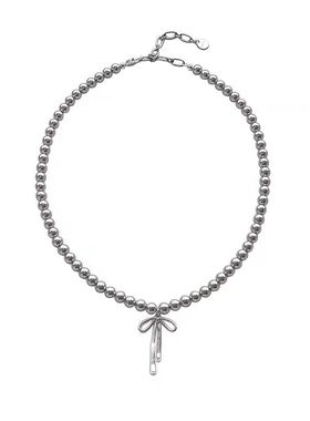 甜酷风蝴蝶结珍珠项链女小众设计气质百搭颈链时尚个性简约锁骨链