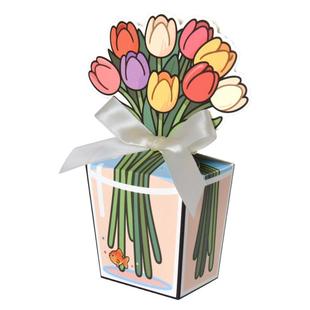 新款花朵郁金香花造型礼物包装纸盒现货精美礼品盒糖果盒子送织带