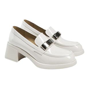 fed法式单鞋春季新款女鞋白色厚底乐福鞋真皮鞋女款D0224-YAB360