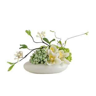 酒店大圆桌中间转盘摆花餐桌摆件饭店摆设仿真圆形桌花高级装饰品