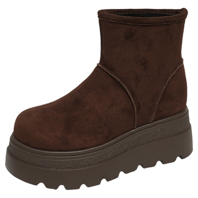 厚底雪地靴加绒短靴保暖勃肯棉鞋