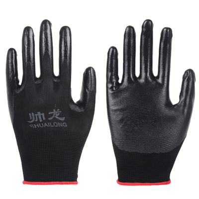 13针黑色款尼龙劳保耐磨丁晴手套