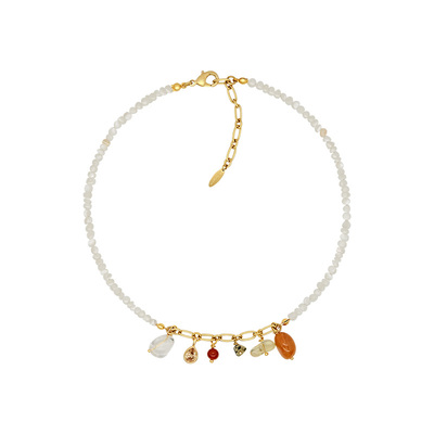 LAZY CIRCLES白贝多吊坠项链女红玛瑙水晶天然多宝石流苏锁骨链