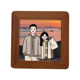 小相框摆台照片定制礼物情侣加打印照片正方形办公室摆件实木迷你