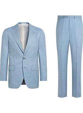 SUITSUPPLY浅蓝色热带羊毛西服经典男士西装套装