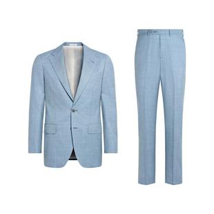 SUITSUPPLY秋浅蓝色热带羊毛西服经典男士西装套装
