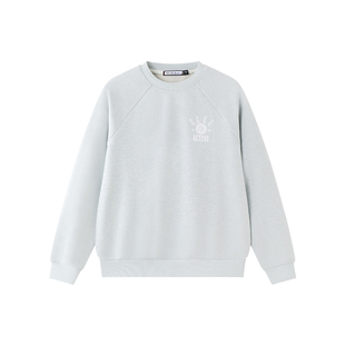 【含绵羊毛】ELLE Active学院风圆领插肩卫衣减龄粉红色上衣宽松