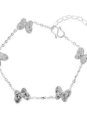 晚舟足银999碎冰冰蝴蝶手链女