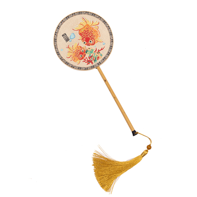 金玉聚宝团扇锦鲤迷你小扇子