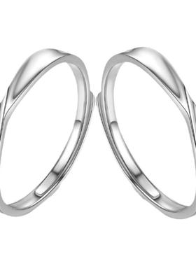 缘奋纯银开口戒指情侣对戒送女友