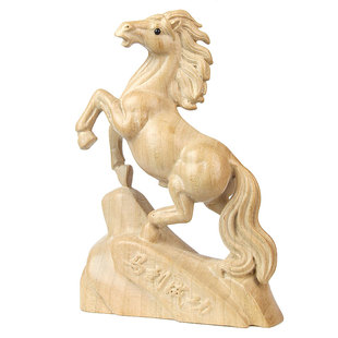 桃木马摆件木雕动物工艺品家居装饰品马到成功客厅马生肖摆设