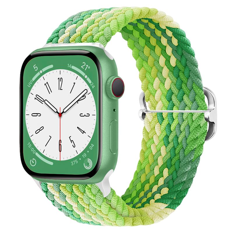 适用applewatch编织表带S8苹果手表s7滑扣款ultra彩虹版尼龙回环iwatch1/2/3/4/5/6官方款4