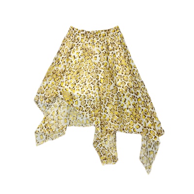 JCAESAR WOMEN 豹纹薄纱半裙 韩国进口面料 不规则下摆设计