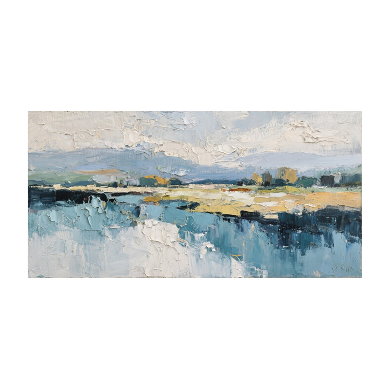 可班手绘油画湖景山川客厅装饰画