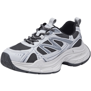 热风厚底老爹鞋女鞋2026年春季新款运动增高网面鞋子慢跑小白鞋