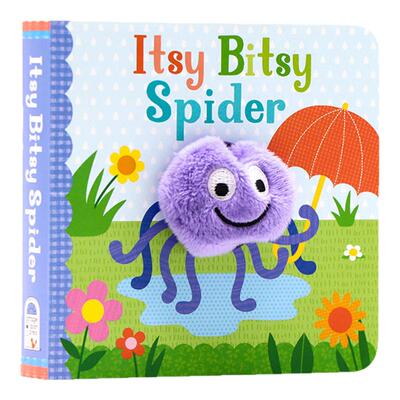 Itsy Bitsy Spider 欧美经典童谣手指偶书 蜘蛛爬啊爬 英文原版绘本 亲子互动纸板书洞洞书 小手掌书 宝宝玩具书 0-1-2-3岁