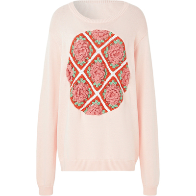 【季末折扣】Pillings 秋冬女士钩编边饰棉质针织衫