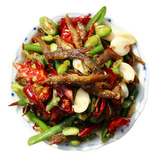 辣椒炒小鱼徐州邳州新沂特产尖椒炒小鱼干锅烤鱼下饭私房菜真空装