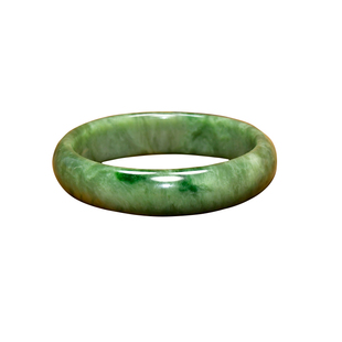 紫润轩新疆和田玉手镯青白玉翠青58 5MM正装且末料老熟特色镯精品