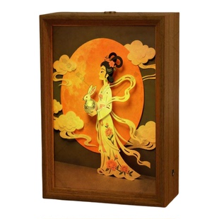 新款国风皮影戏贴画相框小夜灯定制书法文创送男女朋友伴睡氛围灯