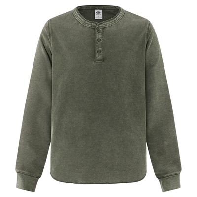 ORGN长袖美式复古亨利领做旧T恤