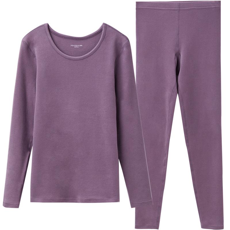 芬腾女士秋衣秋裤纯棉大码加厚打底内穿棉毛衫秋冬季保暖内衣套装