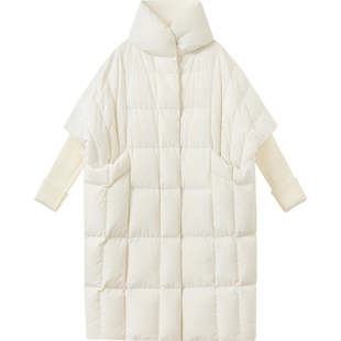 播倪妮同款拼接袖长款立领羽绒服女冬季新款保暖外套BDS4RD3619