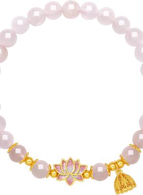 周六福芙蓉石手串女S925银莲花手链手饰时尚优雅节日礼物送女友