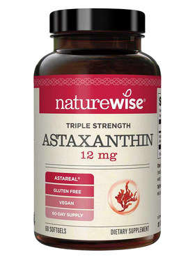 Naturewise虾青素12mg口服进口高纯度天然雨生红球藻虾青素软胶囊