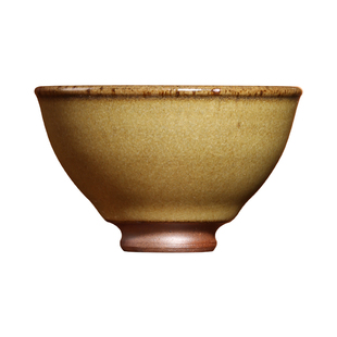 中国台湾省陶艺家庄玮仿古手作茶叶末釉斗笠杯翠里红主人杯茶杯