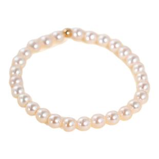 小立交 高品质5.5-6mm近正圆淡水真珍珠手链弹力绳手串女闺蜜礼物