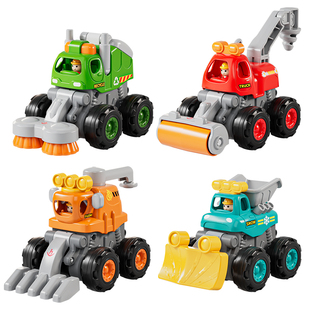 汇乐玩具工程车队男孩小汽车挖掘机玩具推土机惯性特技玩具车模型