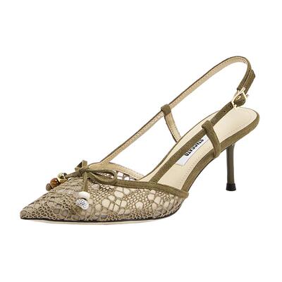 思加图繁花印象高跟鞋雅包头凉鞋